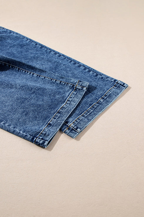 Patch Pocket Straight Leg Relaxed Fit Utility Jeans