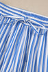 Patch Pocket Striped Drawstring Wide Leg Ankle Pants