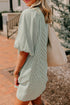 Patch Pockets Button Down Short Puff Sleeve Dress