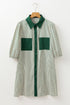 Patch Pockets Button Down Short Puff Sleeve Dress
