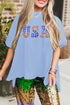 Patched Letter Graphic Drop Shoulder Cotton Crewneck Tee