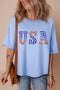 Patched Letter Graphic Drop Shoulder Cotton Crewneck Tee