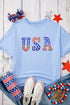 Patched Letter Graphic Drop Shoulder Cotton Crewneck Tee