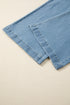 Patched Pocket Textured Denim Wide Leg Plus Size Bottoms