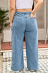 Patched Pocket Textured Denim Wide Leg Plus Size Bottoms