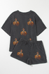 Patched Western Rodeo Graphic Corded Two Piece Set