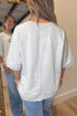 Patchwork Applique Relaxed Three Quarter Sleeve Tunic Top
