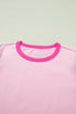 Patchwork Blocked Print Flutter Sleeve Round Neck T Shirt