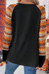 Patchwork Bow Graphic Geometric Sleeve Raglan Top