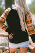 Patchwork Bow Graphic Geometric Sleeve Raglan Top