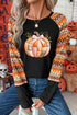 Patchwork Bow Graphic Geometric Sleeve Raglan Top