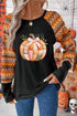 Patchwork Bow Graphic Geometric Sleeve Raglan Top