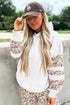 Patchwork Camo Seamed Detail Long Sleeve Casual Hoodie