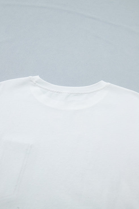 Patchwork Chest Pocket Short Sleeve Casual Top