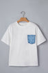 Patchwork Chest Pocket Short Sleeve Casual Top