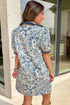 Patchwork Collar Striped Webbing Short Sleeve Floral Dress