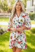 Patchwork Contrast Trim Puff Sleeve Shift Floral Dress