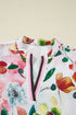 Patchwork Contrast Trim Puff Sleeve Shift Floral Dress
