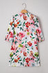 Patchwork Contrast Trim Puff Sleeve Shift Floral Dress