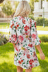 Patchwork Contrast Trim Puff Sleeve Shift Floral Dress