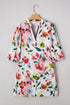 Patchwork Contrast Trim Puff Sleeve Shift Floral Dress