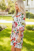 Patchwork Contrast Trim Puff Sleeve Shift Floral Dress