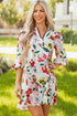 Patchwork Contrast Trim Puff Sleeve Shift Floral Dress