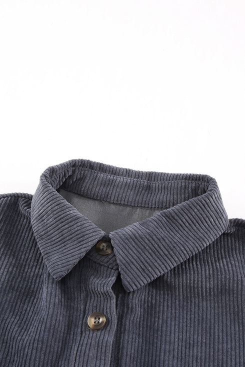 Patchwork Corduroy Buttoned Shirt Jacket