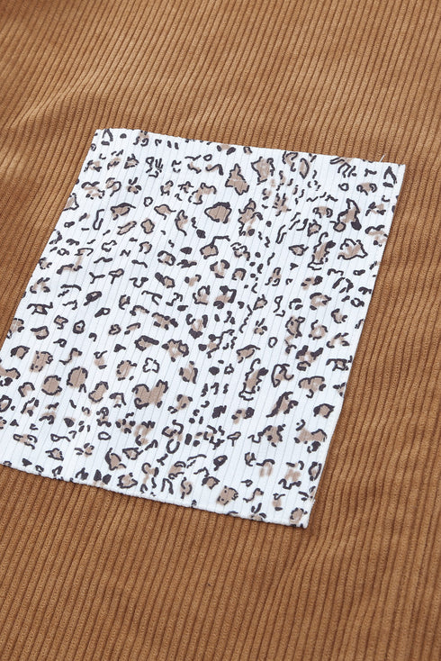 Patchwork Corduroy Buttoned Shirt Jacket