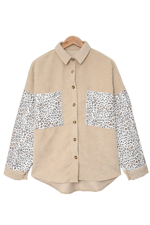 Patchwork Corduroy Buttoned Shirt Jacket