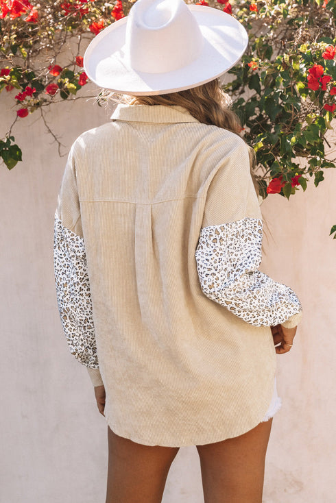 Patchwork Corduroy Buttoned Shirt Jacket