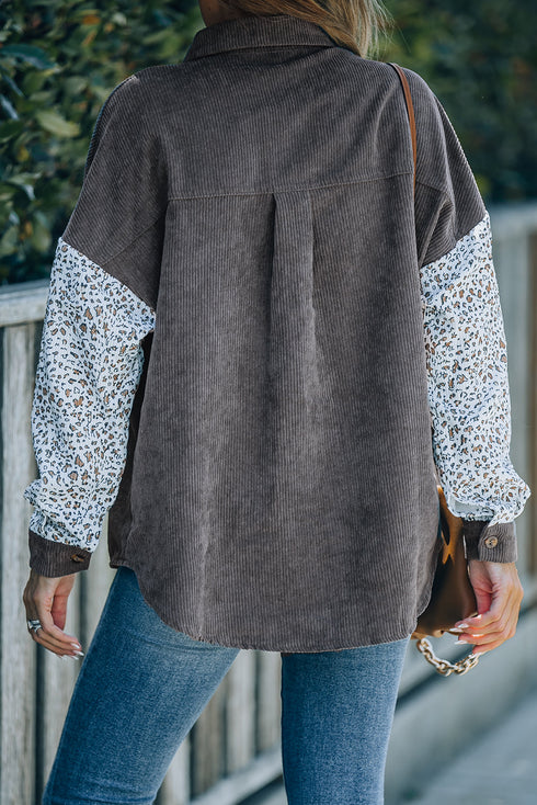 Patchwork Corduroy Buttoned Shirt Jacket