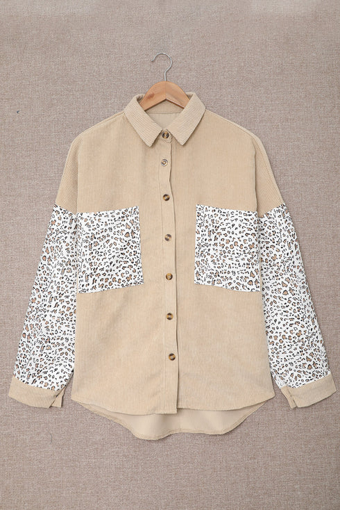 Patchwork Corduroy Buttoned Shirt Jacket