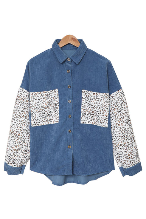 Patchwork Corduroy Buttoned Shirt Jacket