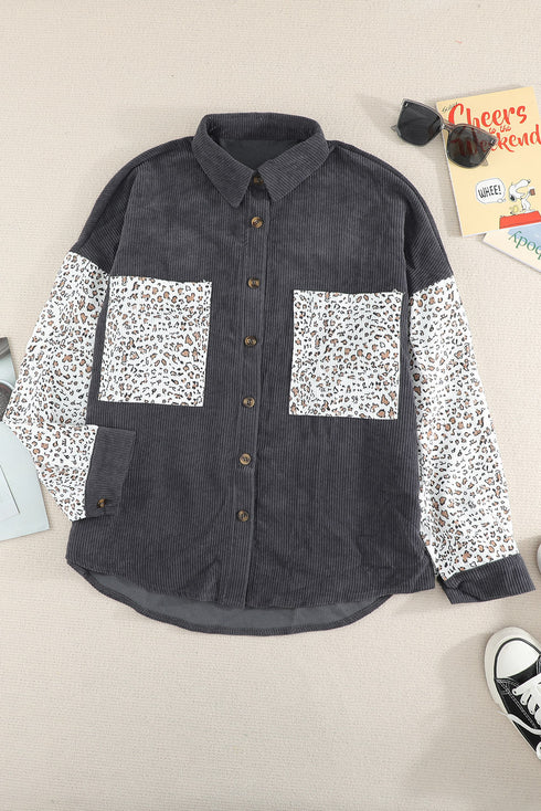 Patchwork Corduroy Buttoned Shirt Jacket