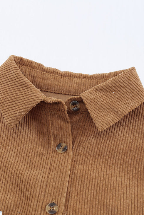 Patchwork Corduroy Buttoned Shirt Jacket