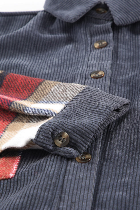 Patchwork Corduroy Buttoned Shirt Jacket