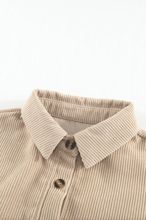 Patchwork Corduroy Buttoned Shirt Jacket
