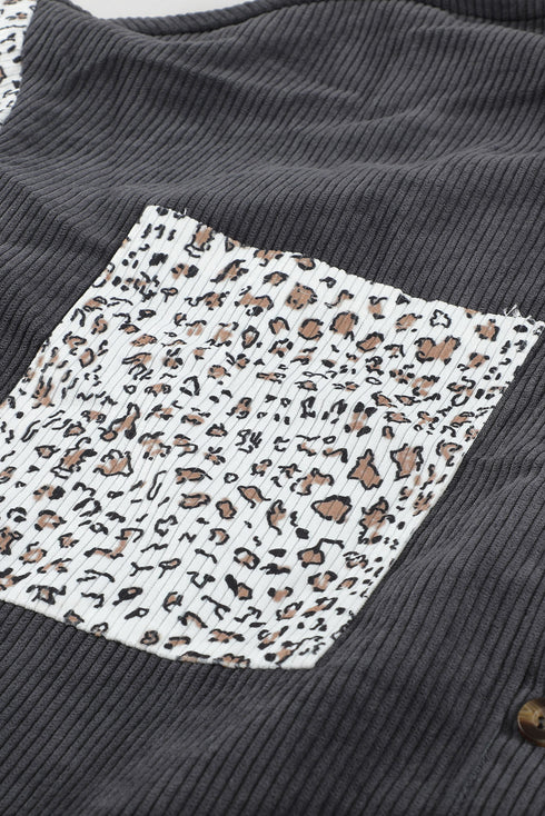 Patchwork Corduroy Buttoned Shirt Jacket