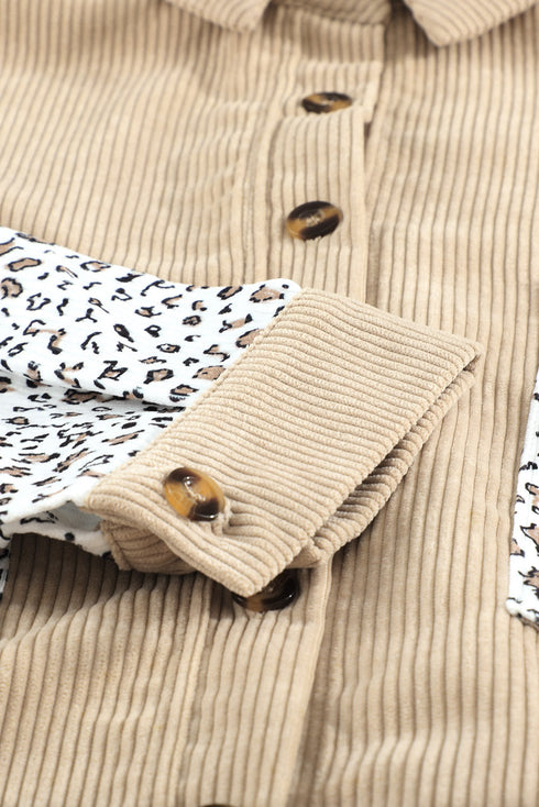 Patchwork Corduroy Buttoned Shirt Jacket