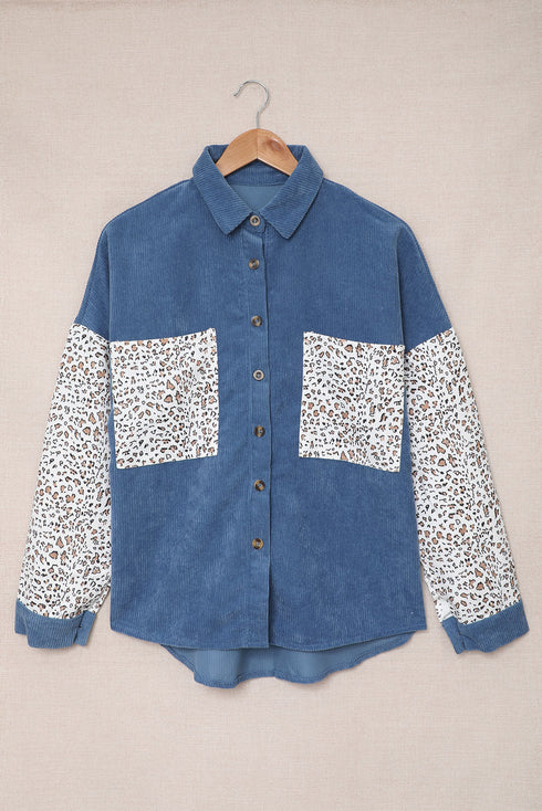 Patchwork Corduroy Buttoned Shirt Jacket