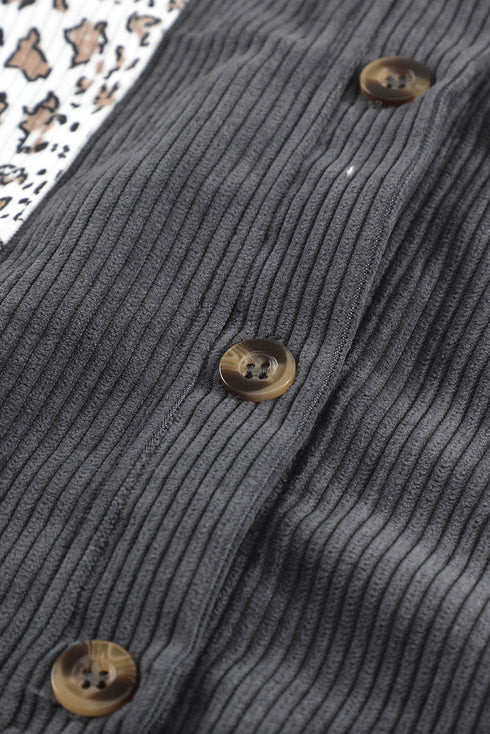 Patchwork Corduroy Buttoned Shirt Jacket