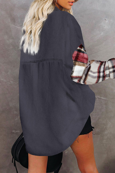 Patchwork Corduroy Buttoned Shirt Jacket