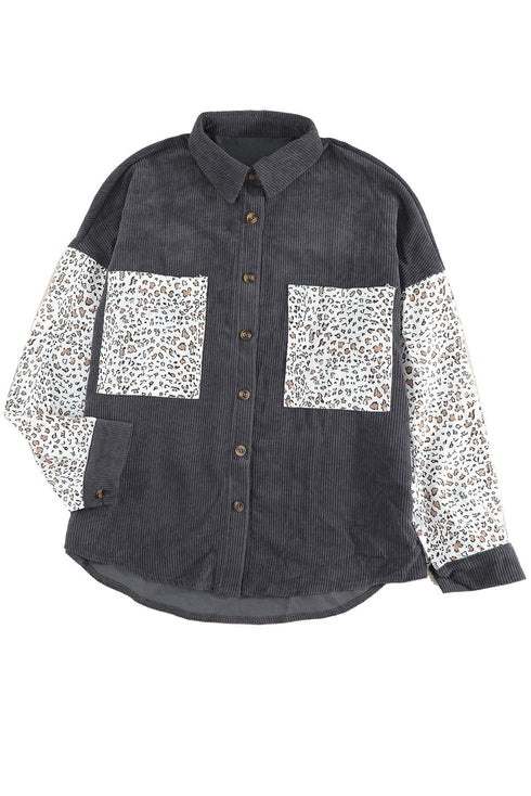 Patchwork Corduroy Buttoned Shirt Jacket