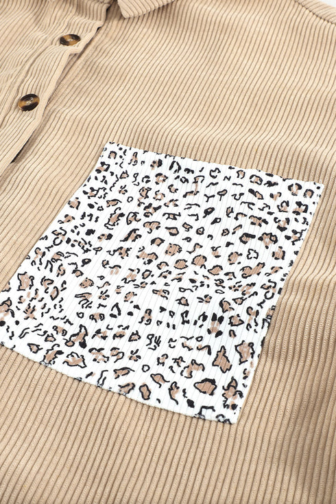 Patchwork Corduroy Buttoned Shirt Jacket