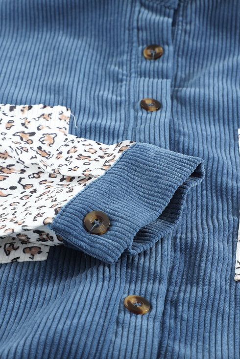 Patchwork Corduroy Buttoned Shirt Jacket