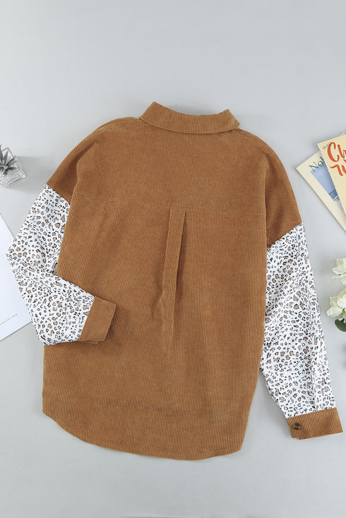 Patchwork Corduroy Buttoned Shirt Jacket