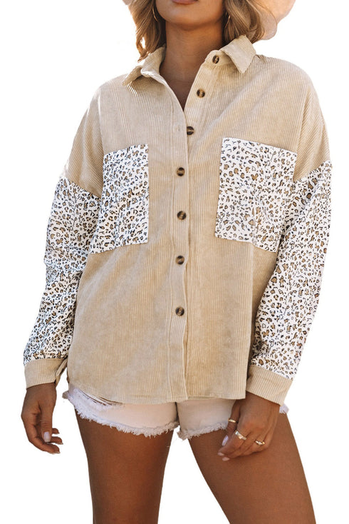 Patchwork Corduroy Buttoned Shirt Jacket