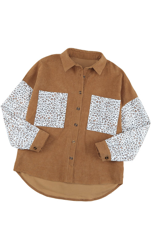 Patchwork Corduroy Buttoned Shirt Jacket