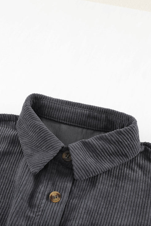 Patchwork Corduroy Buttoned Shirt Jacket